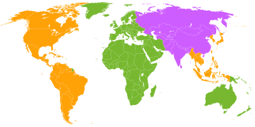 世界地図 ブルーレイのリージョン